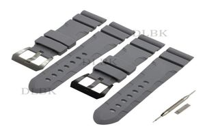 24 mm 26 mm gesp 22 mm Men Watch Band Gray Diving Silicone Rubber Sport Bracelet Brap roestvrijstalen gesp voor Panerai Luminor266627005