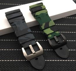 Camuflaje de 24 mm Camuflage Colorido Silicone Rubber Band Reemplazar para Panerai Strap Watch Band Toolas de banda a prueba de agua H0919286200