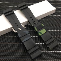 24mm 26mm Camouflage coloré Silicone caoutchouc bracelet de montre remplacer pour Panerai bracelet bracelet de montre étanche bracelet de montre tools169T