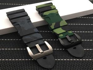 Camouflage de 24 mm 26 mm Band de montre en caoutchouc en silicone coloré Remplacer pour les outils de montre de montre imperméables Panerai Watch Tools H0915955673