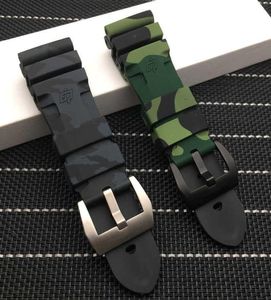 Camouflage de 24 mm 26 mm Band de montre en caoutchouc en silicone coloré Remplacer pour les outils de montre de surveillance étanche Panerai Watch Tools H0917684483