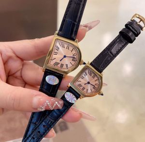 24mm 30mm mode femmes hommes D forme montre à Quartz Unique D CPCP Cloche montre-bracelet Couple en cuir véritable montres numéro romain horloge