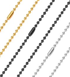 24mm perles boule chaînes colliers ne se fanent pas en acier inoxydable femmes mode hommes hip hop bijoux 24 pouces argent noir plaqué or 18 carats 5021185