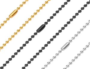 Perles de 24 mm Colliers Not Fade Fonds en acier inoxydable Men de mode Bijoux Hip Hop 24 pouces argent noir 18K Gold plaqué 1662194