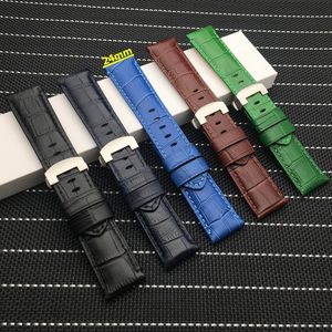 24mm Zwart Italië lederen bamboe Horlogeband Voor Panerai band PAM441 Armband Vlinder Gesp horloge band gratis gereedschap