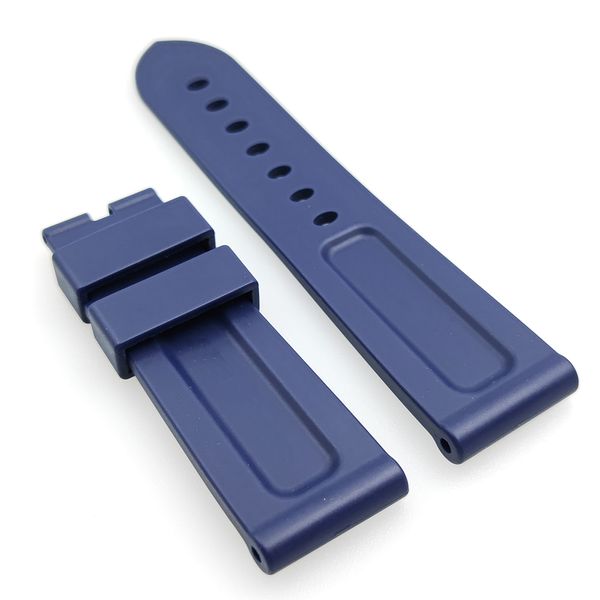 Bracelet de montre en caoutchouc de Silicone bleu foncé, 24mm, avec boucle ardillon de 22mm, adapté à la montre PAM PAM 111 Luminor Radiomir Wirstwatch
