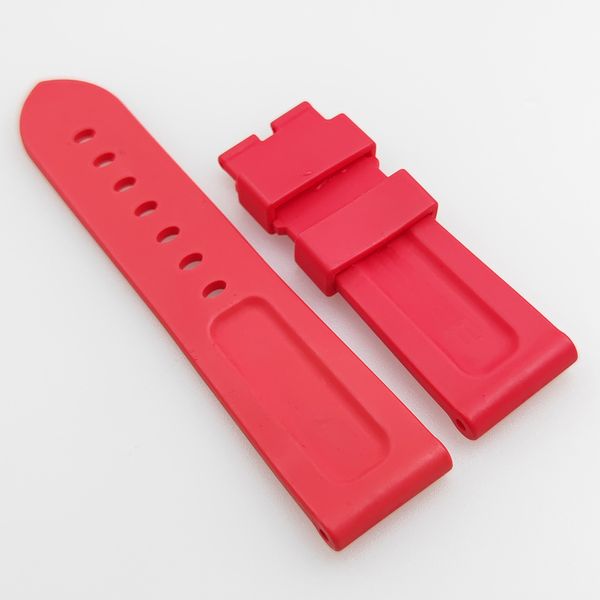 Bracelet de montre en caoutchouc de Silicone rouge de 24mm, avec boucle ardillon de 22mm, adapté à la montre PAM PAM 111 Luminor Radiomir Wirstwatch