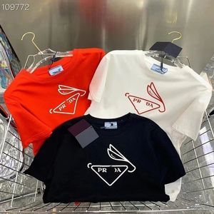 24New Pra PR Rabbit Year Limited Triangle Imprimé Pur Coton T-shirt à manches courtes pour hommes et femmes Couples Col rond Haut ample