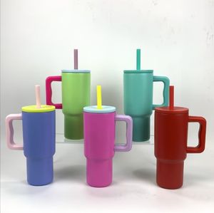 Gobelets en acier inoxydable de 24 oz 30 oz 40 oz avec pailles en silicone tasses de voyage SIM tasse de dopamine avec poignée costume pour enfants et femmes LG42