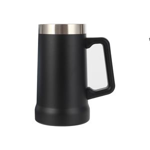 24 oz bière tasses tasse à café avec poignées double paroi en acier inoxydable isolé sous vide large bouche tasse poudre enduit camping voie maritime RRA11597