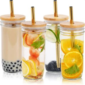 24oz glazen beker met deksel en rietje Transparant Bubble Tea Cup Sapglas voor Bubble Tea Melk Mokka Kopjes Ontbijtmok Drinkgerei 240130