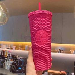 24oz gepersonaliseerde Starbucks mokken iriserende bling regenboog eenhoorn bezaaid koude kop Tumbler koffiemok met rietjeZ9NE280l