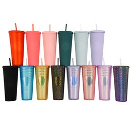 24OZ en plastique Durian diamant Radiant Goddess Tumbler 710 ml tasse à café vacances d'été tasses d'eau froide avec paille double couche accepter logo personnalisé WLLY1063