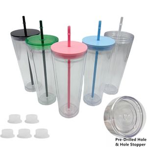 24 oz de globe de neige tasses en plastique Double paroi isolées isolées de gobelet acrylique à gobelet en acrylique grande tasse de tasse en ginge
