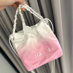 24p Mini sac poubelle dégradé de couleur mode sac à bandoulière en cuir diamant blanc matériel lettrage en métal sac à main de luxe 22 porte-monnaie sacs de maquillage rose 23 cm