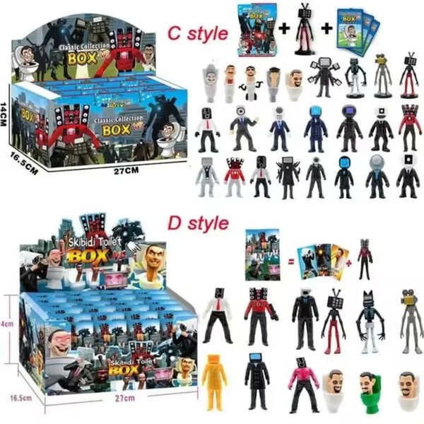 24Packset Skibidi Toilet Skibidi Figure avec carte Toy Game Man vs Monitor Action Figurine PVC Modèle Dolls Cadeaux 240411