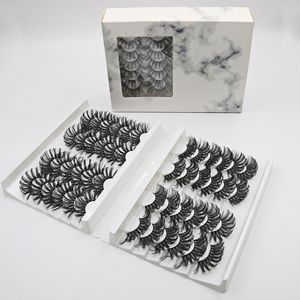 24pair/pack 25 mm pluizige faux mink wimpers 3D valse wimpers criss-cross dikke 3D wimper extensie handgemaakte oogmake-upgereedschap