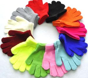 24 paires/lot 15 cm enfants mitaines chaudes d'hiver cinq gants fille garçon enfants multicolore pur tricoté doigt gant