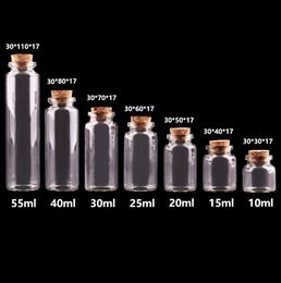 24 pièces 10 ml 15 ml 20 ml 25 ml 30 ml bouteilles en verre transparent mignon avec bouchon en liège bouteilles d'épices vides pots bricolage artisanat flacons T2005066337966
