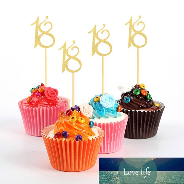 24 pcs 18 Anniversaire Gâteau Topper Cupcake Toppers Décoratif Pics Alimentaires Décorations De Gâteau Inserts Dessert Carte Placard Fête D'anniversaire Prix usine expert