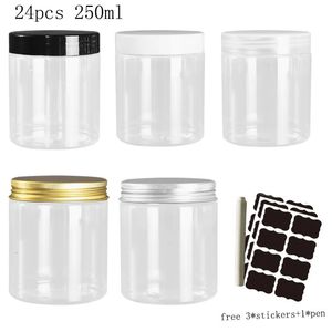 24 stuks 250 ml voorraadpotten met deksels doorzichtige ronde bus lege plastic cosmetische pot voedselopslagcontainers reizen keukenbenodigdheden 240105