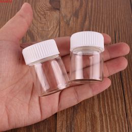 24 stks 30 * 40mm 15 ml transparant glas parfum kruid flessen met witte plastic schroefdop Tiny jar flesjes DIY Craftgoods