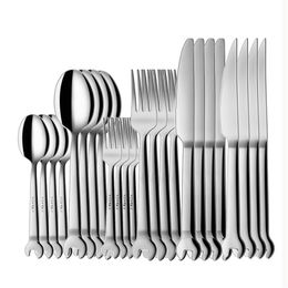 24Pcs 304 set di posate in acciaio inossidabile da tavola Coltello da bistecca forchetta cucchiaino da tavola Utensili a forma di chiave inglese Accessori da cucina 211112