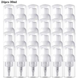 24pcs 30 ml Transparent mini pompe de savon moussing rechargeable Bouteille vide dispensateur en mousse en plastique portable pour nettoyer le voyage 240425