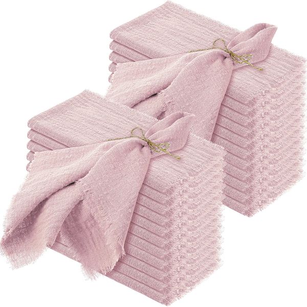 24 pz 32x32 cm All'ingrosso Rosa Garza Tovagliolo di Cotone Riutilizzabile Strofinaccio Festa di Nozze Decorazioni Per La Tavola Di Natale Retro Burrs tovaglioli 231225