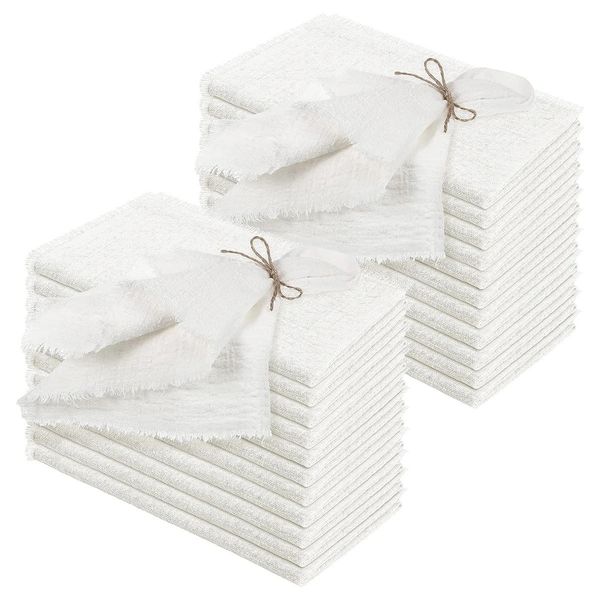 24pcs 32x32cm gros blanc gaze coton serviette réutilisable torchon fête de mariage table de Noël décor rétro bavures serviettes 240321