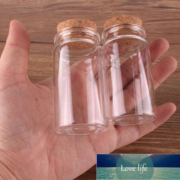 24 Uds 37*70*27mm 50ml Mini botellas de deseos de cristal frascos pequeños viales con tapón de corcho regalo de boda 1