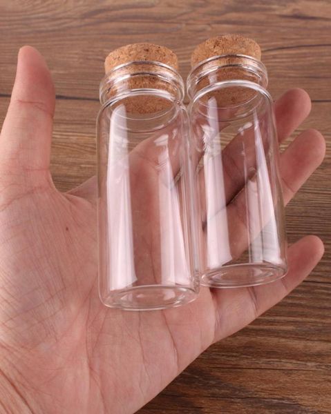 24pcs 377027mm 50 ml Mini Glass Wishing Bottles Tiny bocals Flacols with Cork Stopper Wedding Gift3141179