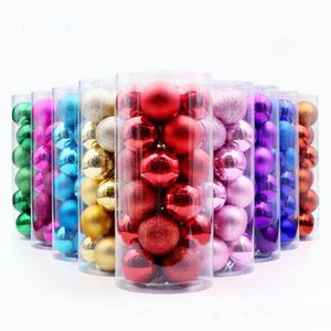 24 stks 3 cm 4cm Kerstbal Ornamenten Multicolor Xmas Tree Decoration Balls for Holiday Wedding Party Decorations