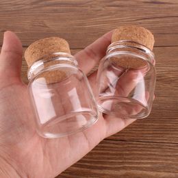 24 pièces 47*50*33mm 50ml Mini verre souhaitant bouteilles minuscules bocaux flacons avec bouchon en liège