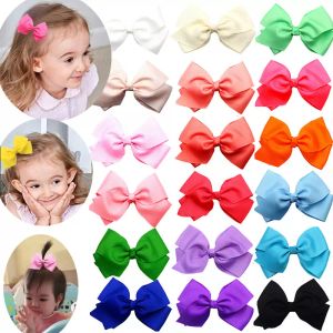 24 -stks 4inch Hair Bows Clips Handgemaakte Grosgrain Ribbon Bow Haarspeld Barrettes Haaraccessoires voor babymeisjes baby's peuter