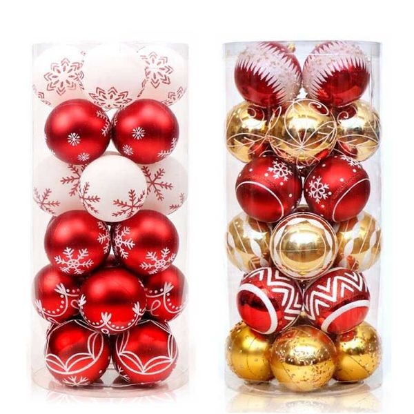 24pcs 6cm boule de Noël créative couleur assortie décorations de noël boules maison fête de mariage vacances suspendus pendentifs d'arbre décor 211104