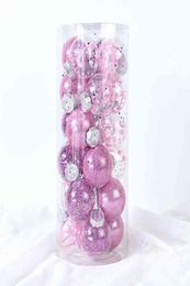 24 stuks 6 cm transparant glitter interieur kerstbal ornament kerstboom hangende decoratie kerst hanger cadeau Navidad 2022 L29353305