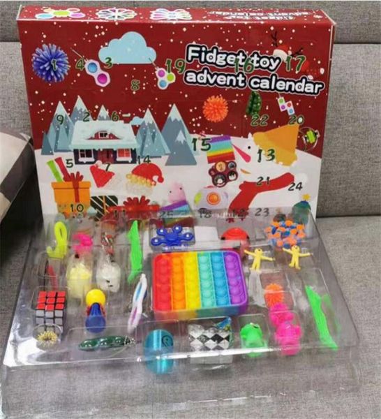 24PCS Calendario de Adviento Caja de juguetes ciegas Calendarios de cuenta regresiva de Navidad Cajas misteriosas Juego de juguetes para dedos sensoriales Tablero de burbujas para niños Regalo giratorio de cubo G824KUM8393717