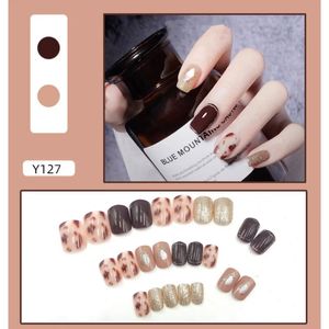 24pcs / boîte ovale tai chi blanc et ongle noir fini faux nail plaque avec des pointes à ongles en acrylique pour la manucure - ongle durable et élégant