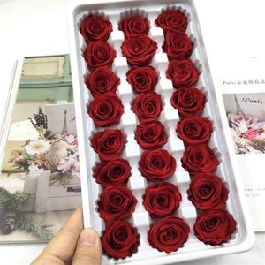 24 pièces/boîte fleurs préservées fleur de la vie éternelle rose dans une boîte immortelle fleurs fête des mères cadeau matériel boîte-cadeau bricolage niveau B 2-3 210317