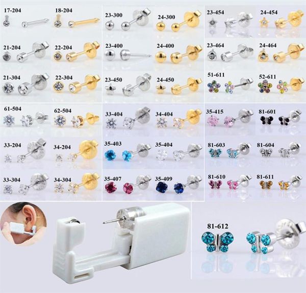 24 UNIDS CAJA Estéril Desechable Uso en el Hogar SafeNo Pain Ear Piercer Dispositivo lage Piercing Pistola Máquina Herramientas Kit Elija Desig20867812153