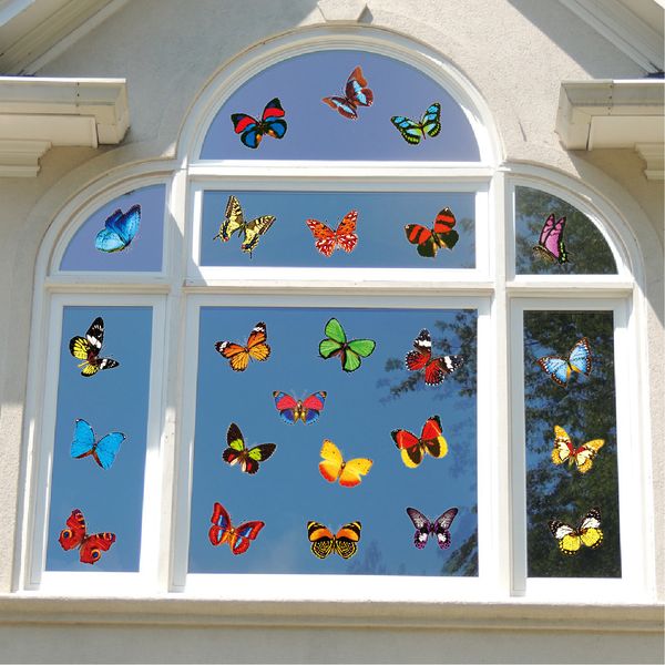 Pegatinas de mariposa de 24 uds, uso en superficie de vidrio, película electrostática no adhesiva de 5 pulgadas, decoración de ventanas de habitación, pegatina adhesiva estática