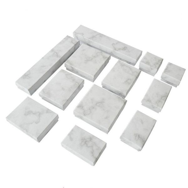 24 piezas Cardboard Box Box Box Pendientes Pendientes cuadrados de mármol rectangular blanco WY606227i
