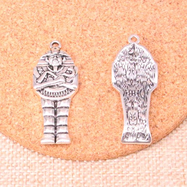 24 pièces breloques sarcophage momie égyptienne 45*18mm pendentif de fabrication Antique, argent tibétain Vintage, bijoux faits à la main bricolage