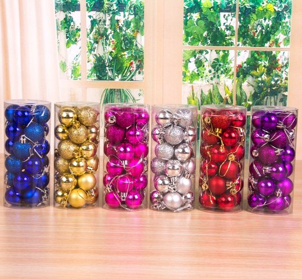 24 pièces boules d'arbre de noël jouet pour bricolage fête de noël mariage 3 CM boule boules suspendus ornement pour la décoration de la maison