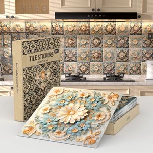 24pcs carreaux classiques auto-adadhésifs autocollants muraux peler et bâton de cuisine étanche à chambre décaloucière décoration de maison fond d'écran 240415