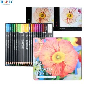 24pcs colorés de crayons plantscaractersarchitecture huile couleur dessin esquisse des fournitures d'art pour les étudiants artistes 231221