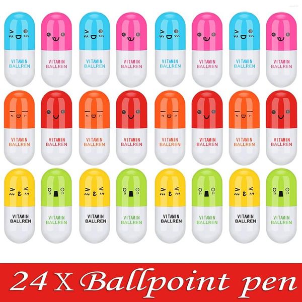 24pcs Creative Smile StretchPpoint Pins Scolte Supply Kids Stationery Office Cartoon Cartoon Retractable Gift