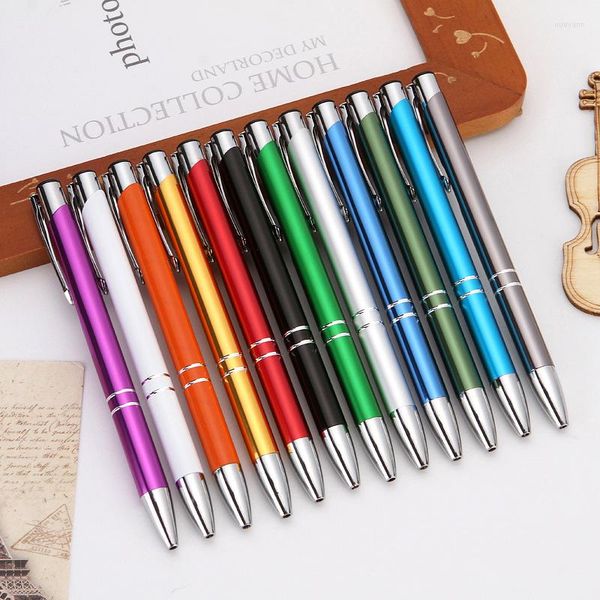 24pcs Creative Stationery Push Point Point Pen Set en aluminium Metal