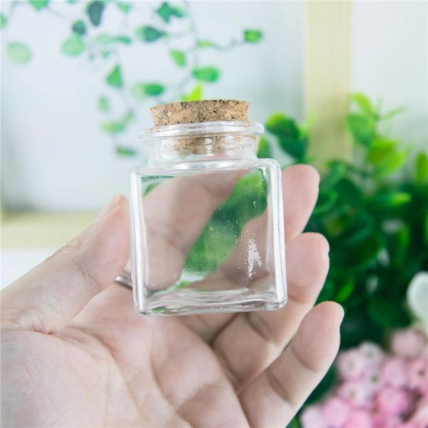 Bouteilles en verre d'emballage personnalisées de 50ml, 24 pièces, bocaux vides pour bijoux, ornements, cadeaux de mariage, flacons carrés transparents réutilisables, 240307